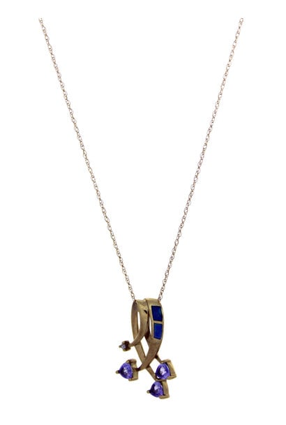 10K Yellow Gold Opal & Amethyst Pendant (18")