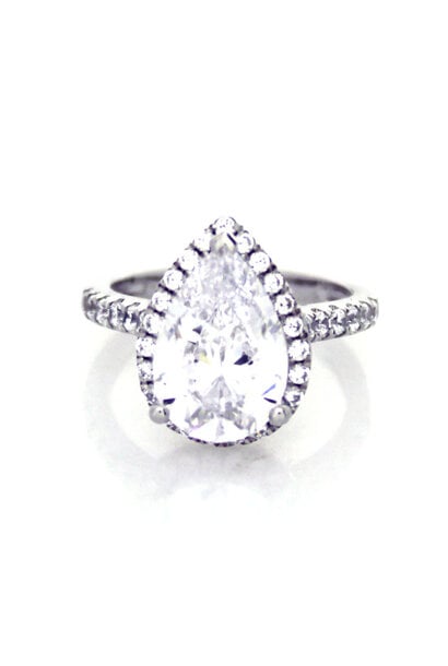 10K White Gold 3ct Tourmaline Engagement Ring (sz 4)