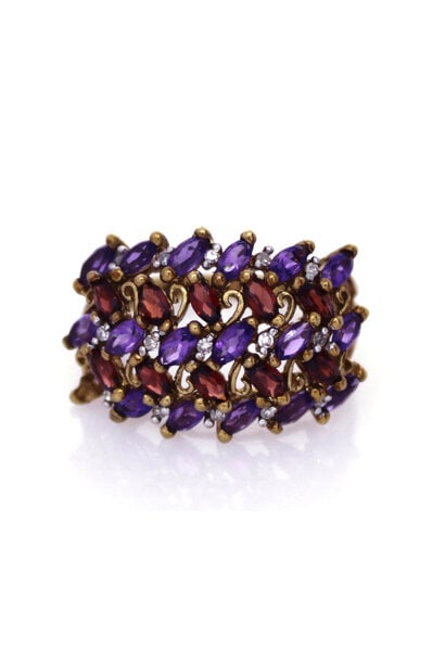 10K Yellow Gold Tanzanite & Tourmaline Ring (sz 7)