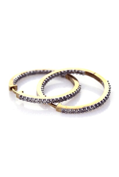 10K Yellow Gold Diamond Hoop Earrings