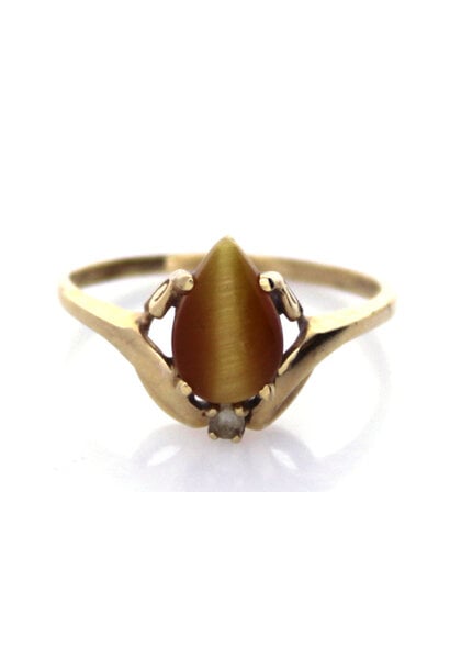 10K Yellow Gold Tigers Eye Ring (sz 7)
