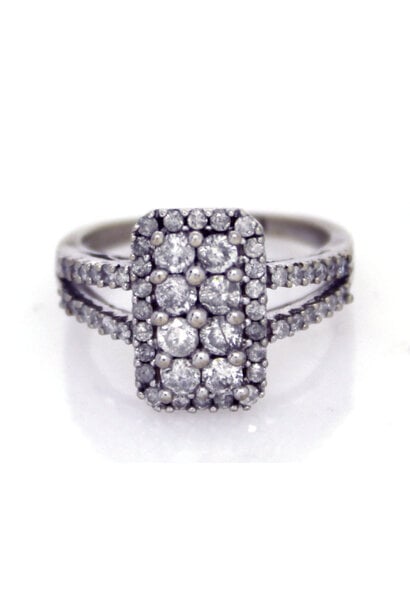 10K White Gold Diamond Cocktail Ring (sz 6 1/4)