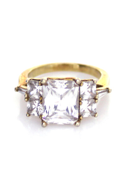 .925 Gold Plated 5-Stone Tourmaline Ring with Accented Baguettes
