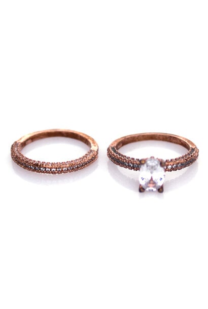 .925 Rose Gold Plated Ice Crystal Wedding Set (sz 8)