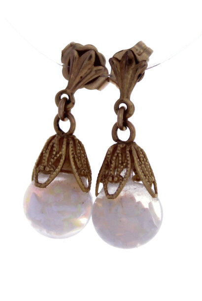 14K Yellow Gold Crushed Opal Dew Drop Earrings