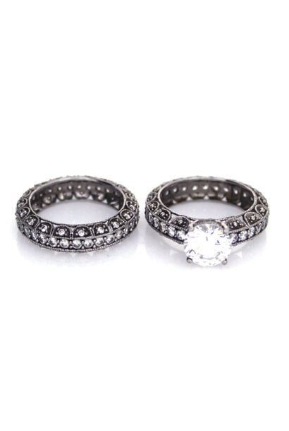 .925 Ornate White Tourmaline Engagement Set (sz 6 3/4)