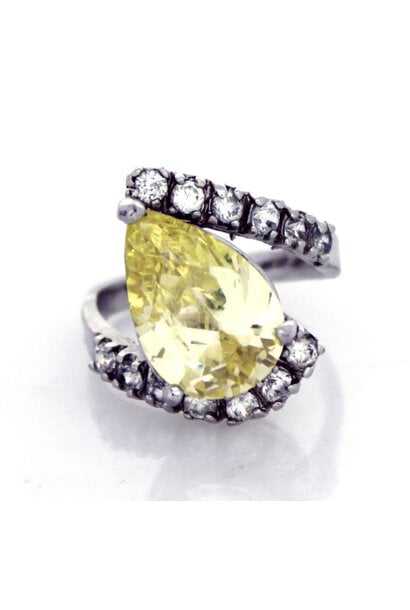 .925 Yellow Tourmaline Pear-Cut Cocktail Ring (sz 6 1/2)