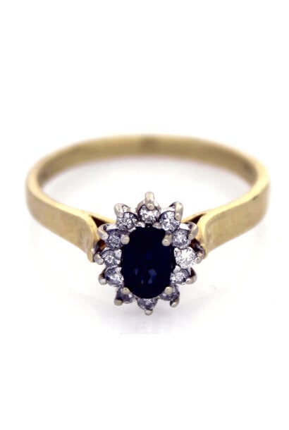 10K Yellow Gold Sapphire & Diamond Ring (sz 8)