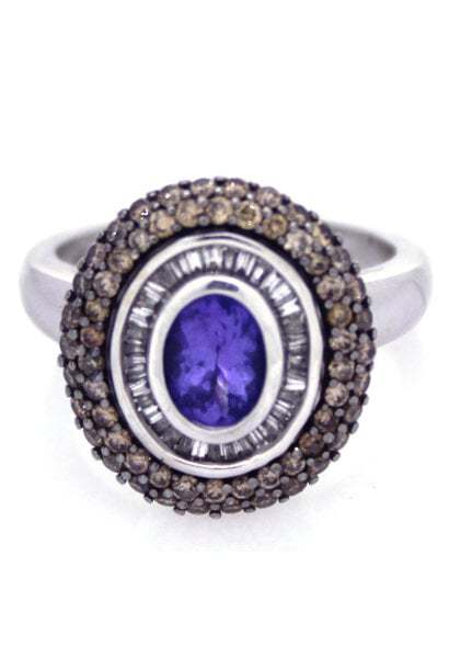 14K White Gold EFFY Tanzanite & Diamond Ring (sz 7)