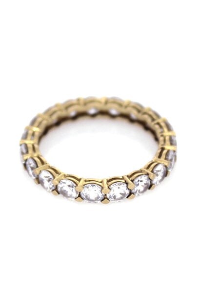 14K Yellow Gold Tourmaline Eternity Band (sz 8)