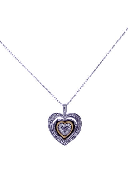 .925 Heart Pendant with 10K Gold Plated Center (18")
