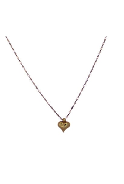 14K Yellow Gold Bubble Heart Necklace (17")