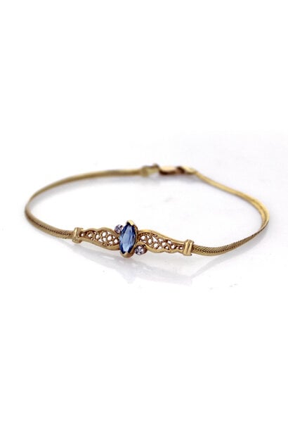 14K Yellow Gold Women's Blue Topaz Bracelet (7")