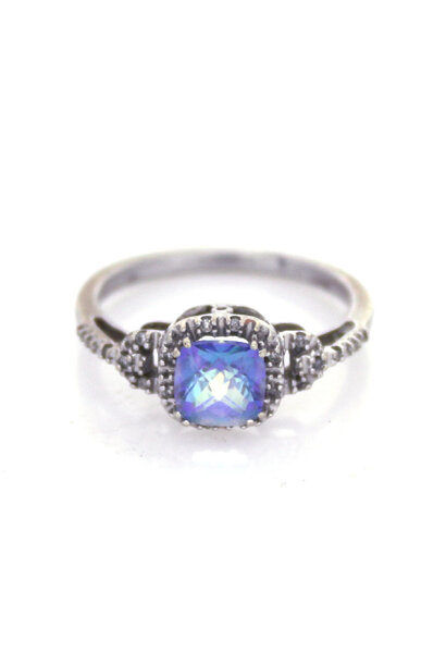 10K White Gold Mystic Topaz Ring (sz 6 3/4)