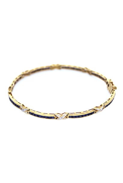 10K Yellow Gold Blue Sapphire Bracelet (7")