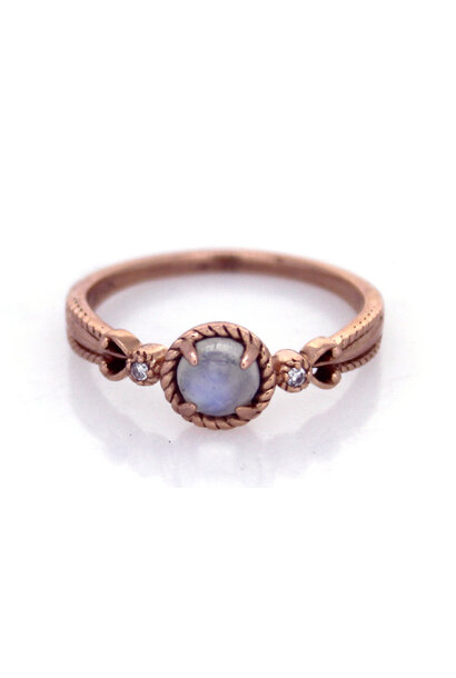 10K Rose Gold Spiritual Moonstone Ring (sz 7)