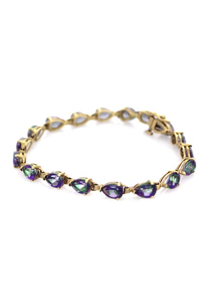 10K Yellow Gold Mystic Topaz Bracelet (6 1/2")