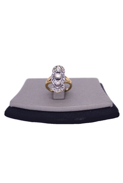 10K Yellow Gold Diamond Art Deco Ring (sz 4 3/4)