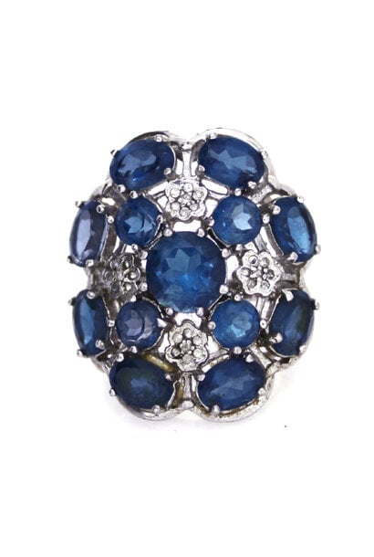 .925 Blue Topaz Cluster Cocktail Ring