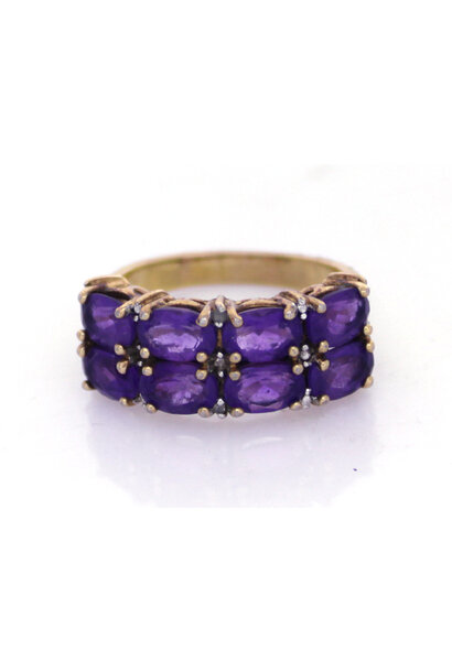 .925 Gold Plated Amethyst Fashion Ring (sz 6 1/2)