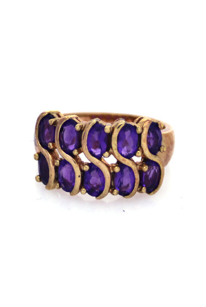 .925 Gold Plated Amethyst Fashion (sz 6 3/4)