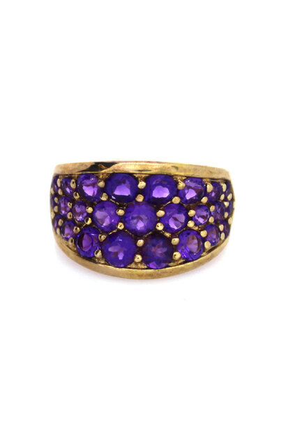 .925 Gold Plated Amethyst Cocktail Ring (sz 6 3/4)