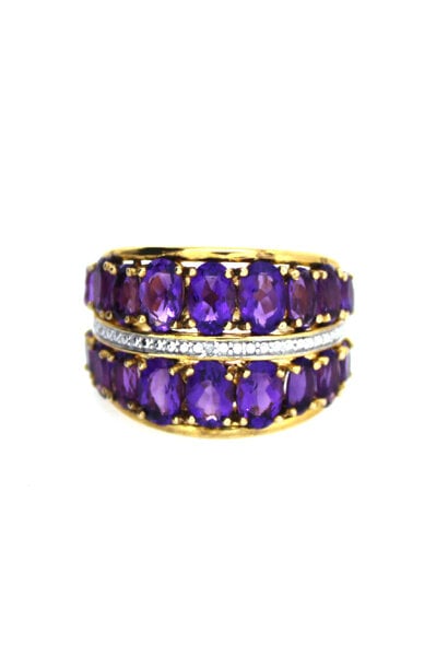 .925 Gold Plated Amethyst Cocktail Ring (sz 7)