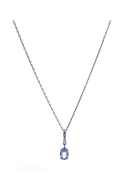 10K White Gold Aquamarine Necklace (18")