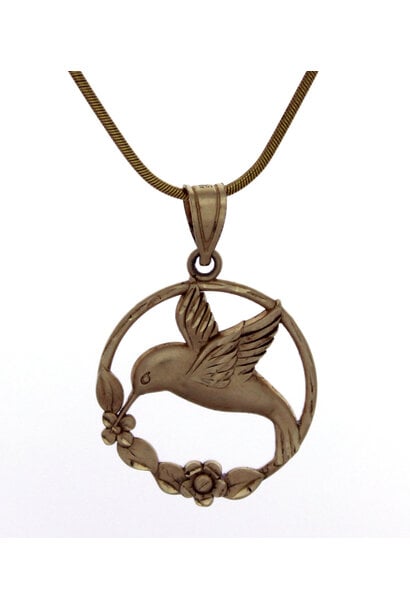 14K Yellow Gold Hummingbird Necklace (18")