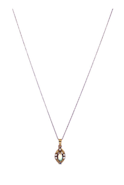 14K Yellow Gold Opal Pendant Necklace (18" / 1mm)