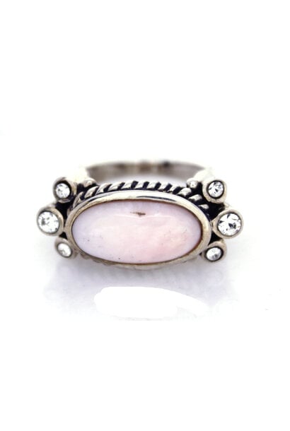 .925 Rose Quartz "Love" Ring (sz 8)
