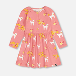 DEUX PAR DEUX Organic Jersey Dress With Pockets Pink Poodle Print
