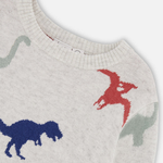 DEUX PAR DEUX Intarsia Sweater Oatmeal Mix With Dinosaurs