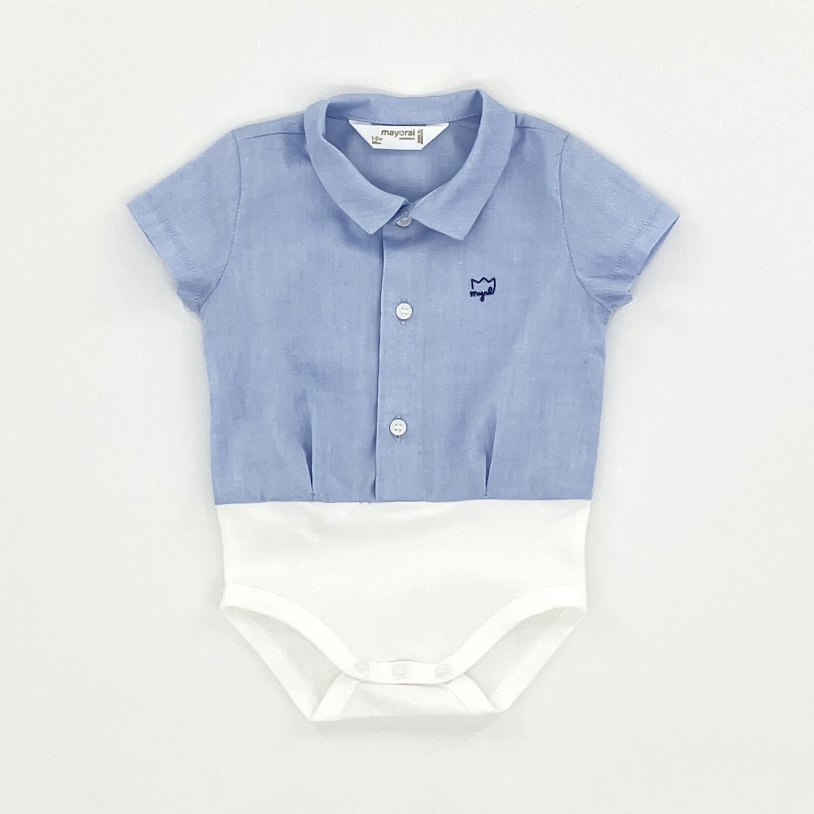 Blue S/S Button Down Bodysuit - BELLEVUE KIDS