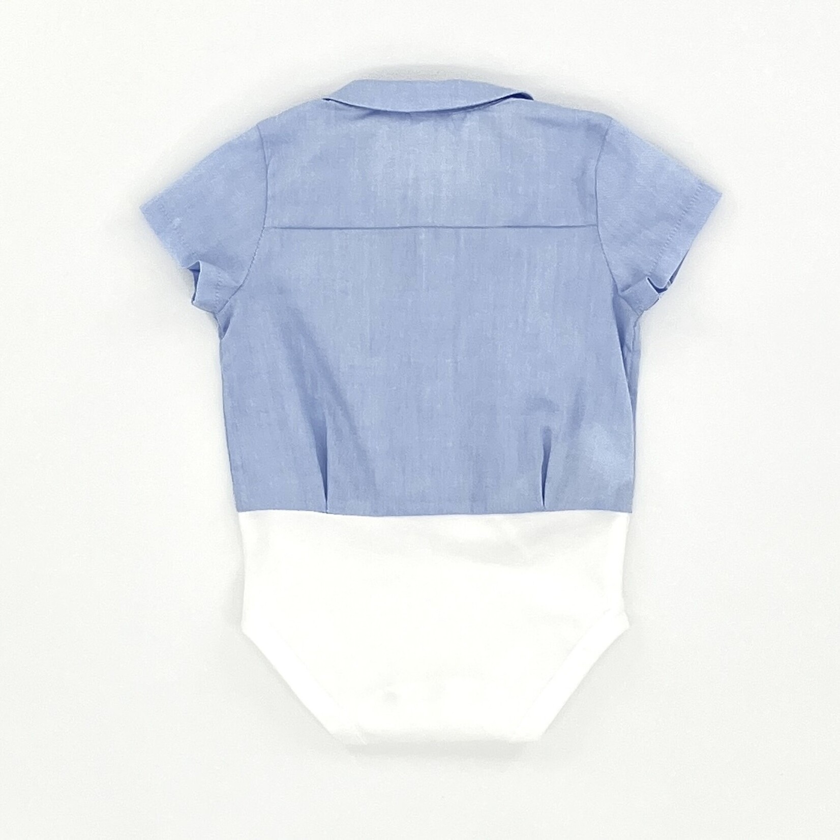 MAYORAL Blue Cotton Shortsleeve Button Down Bodysuit