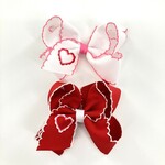 WEE ONES Medium Embroidered Heart Bow