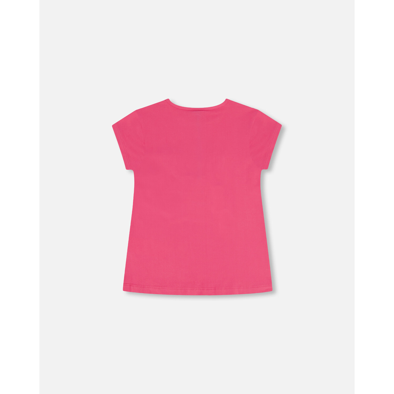 DEUX PAR DEUX Organic Cotton Top with Print And Applique Shocking Pink