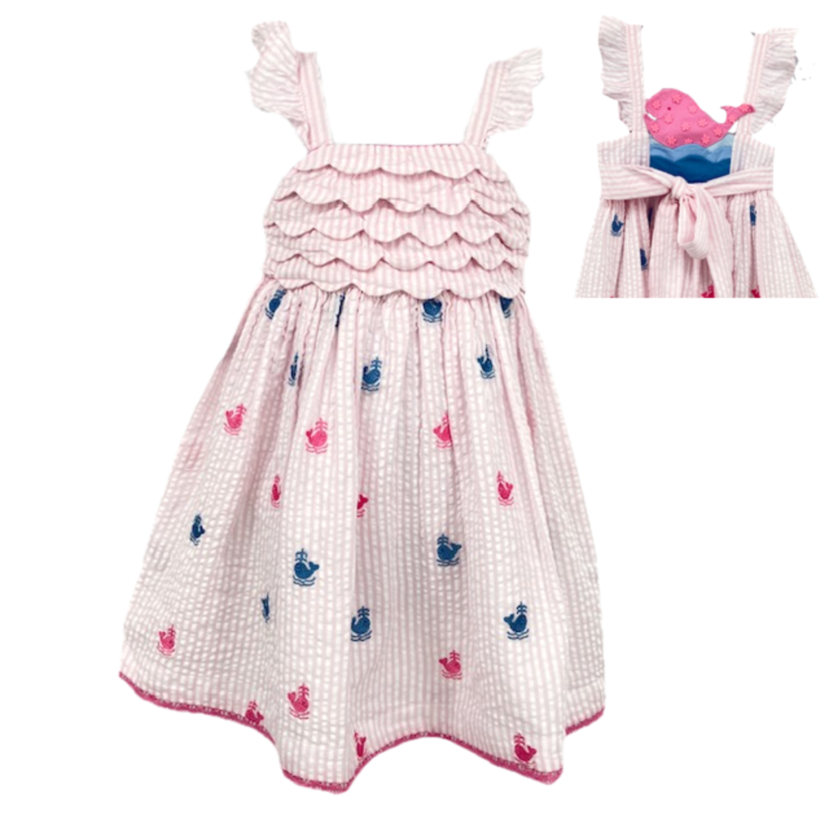 COTTON KIDS Embroidered Whale Dress