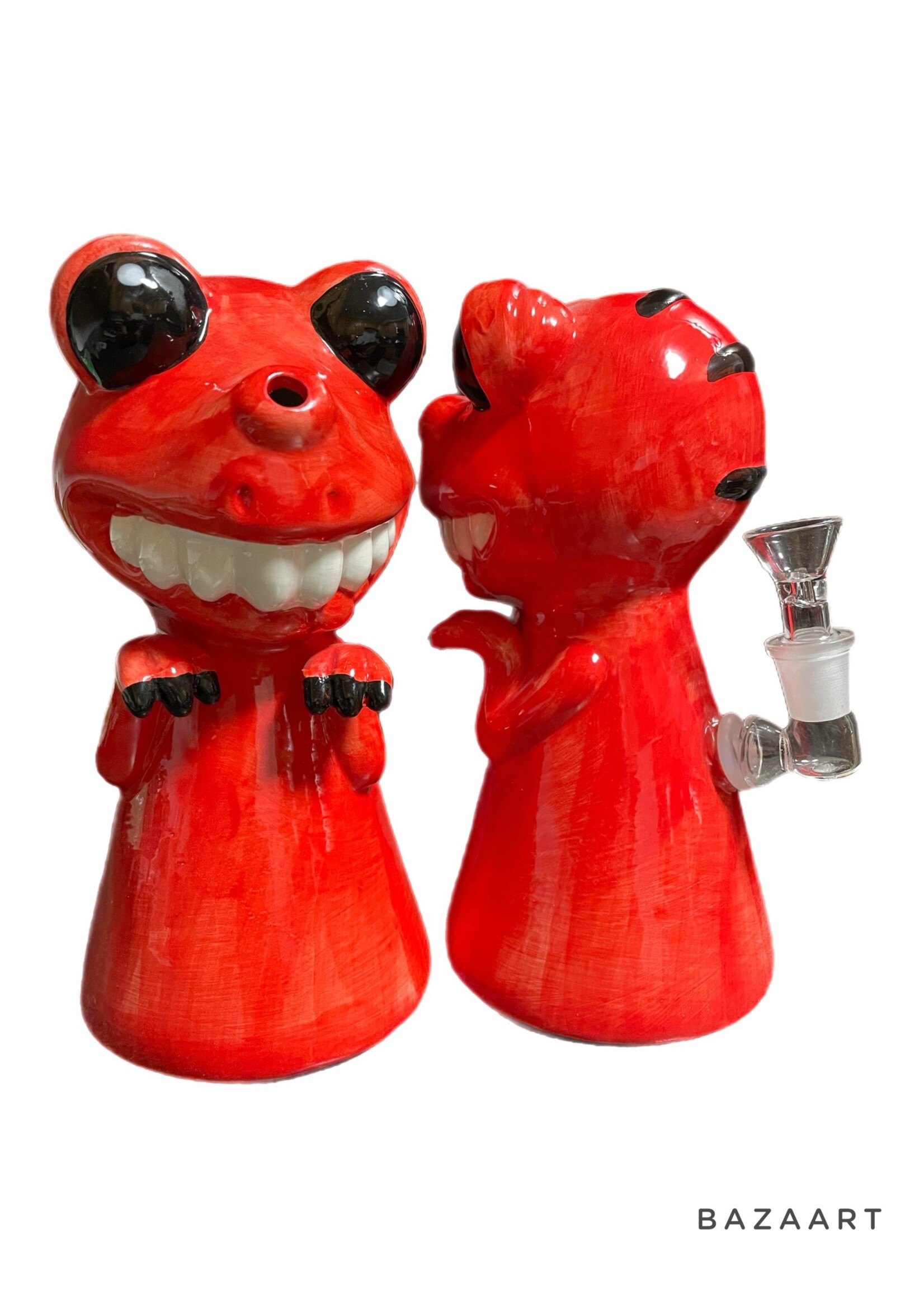 Crimson Baby Dinosaur Ceramic Pipe 8"