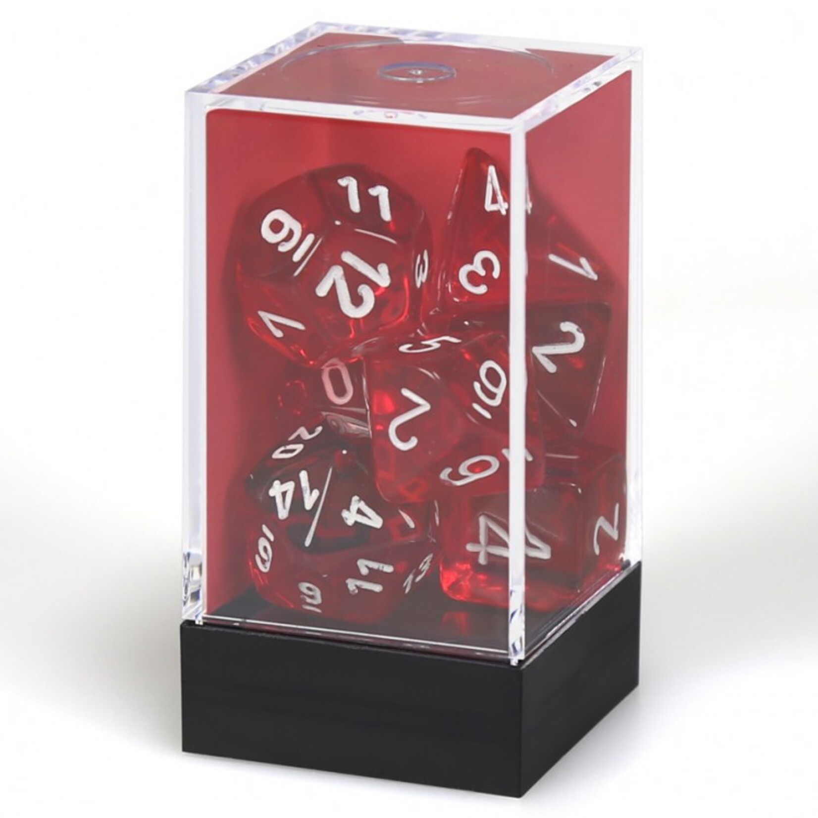 Chessex Chessex Translucent Red with White Polyhedral 7 die set