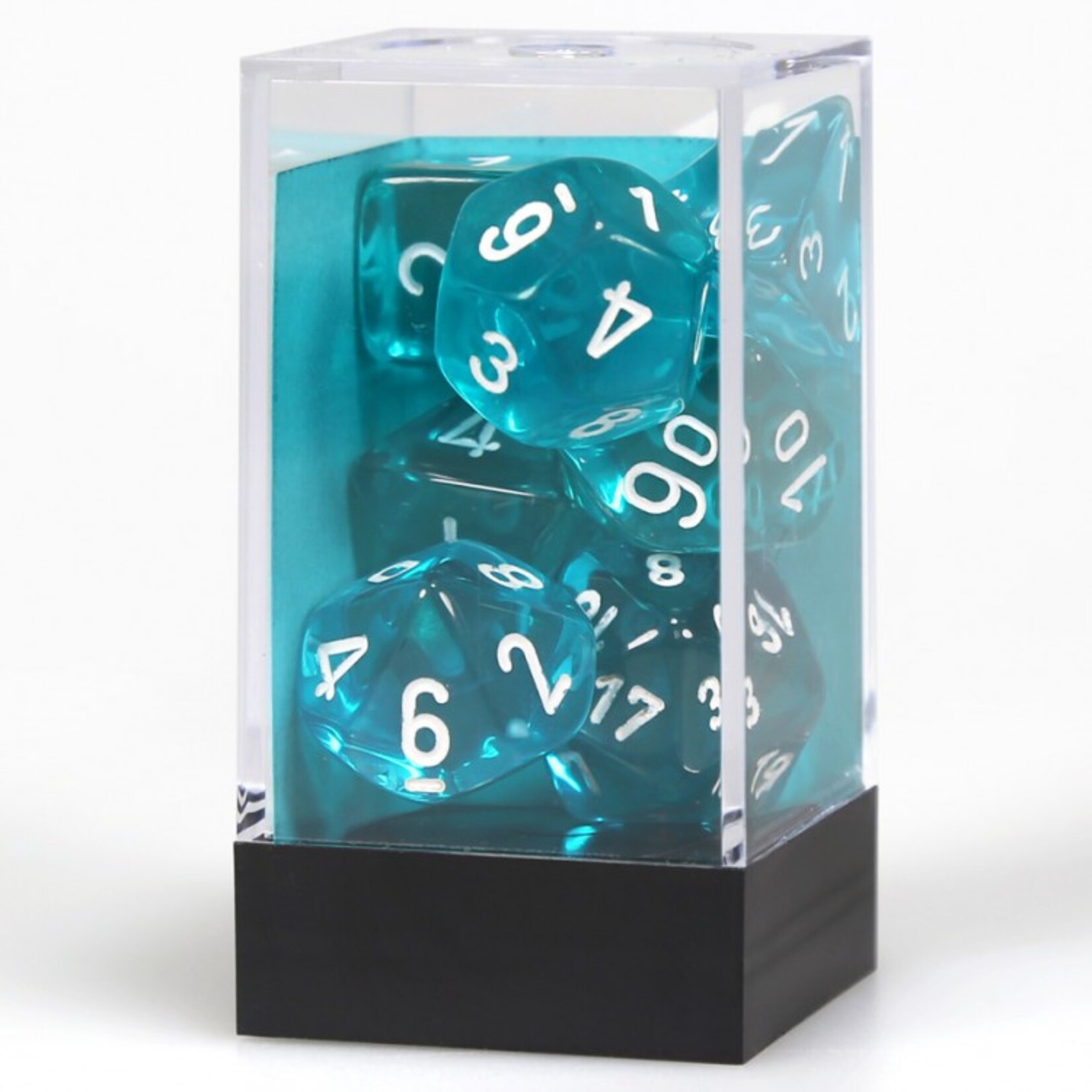 Chessex Chessex Translucent Teal with White Polyhedral 7 die set