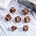 Dice Habit Dice Habit Maroon Red with Gold Metal Polyhedral 7 die set