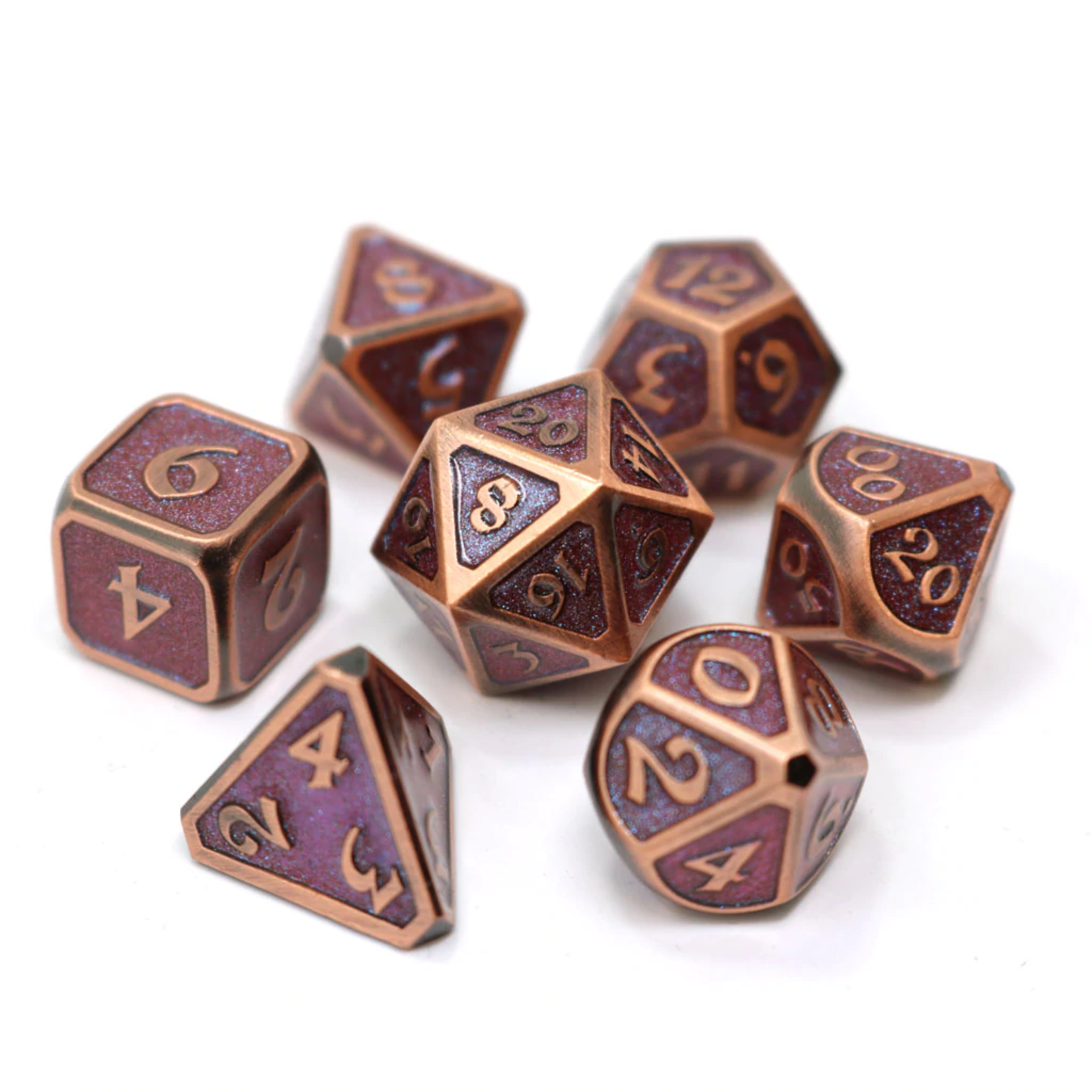 Die Hard Dice Die Hard Mythica Dreamscape Desert Melody Purple with Copper Metal Polyhedral 7 die set