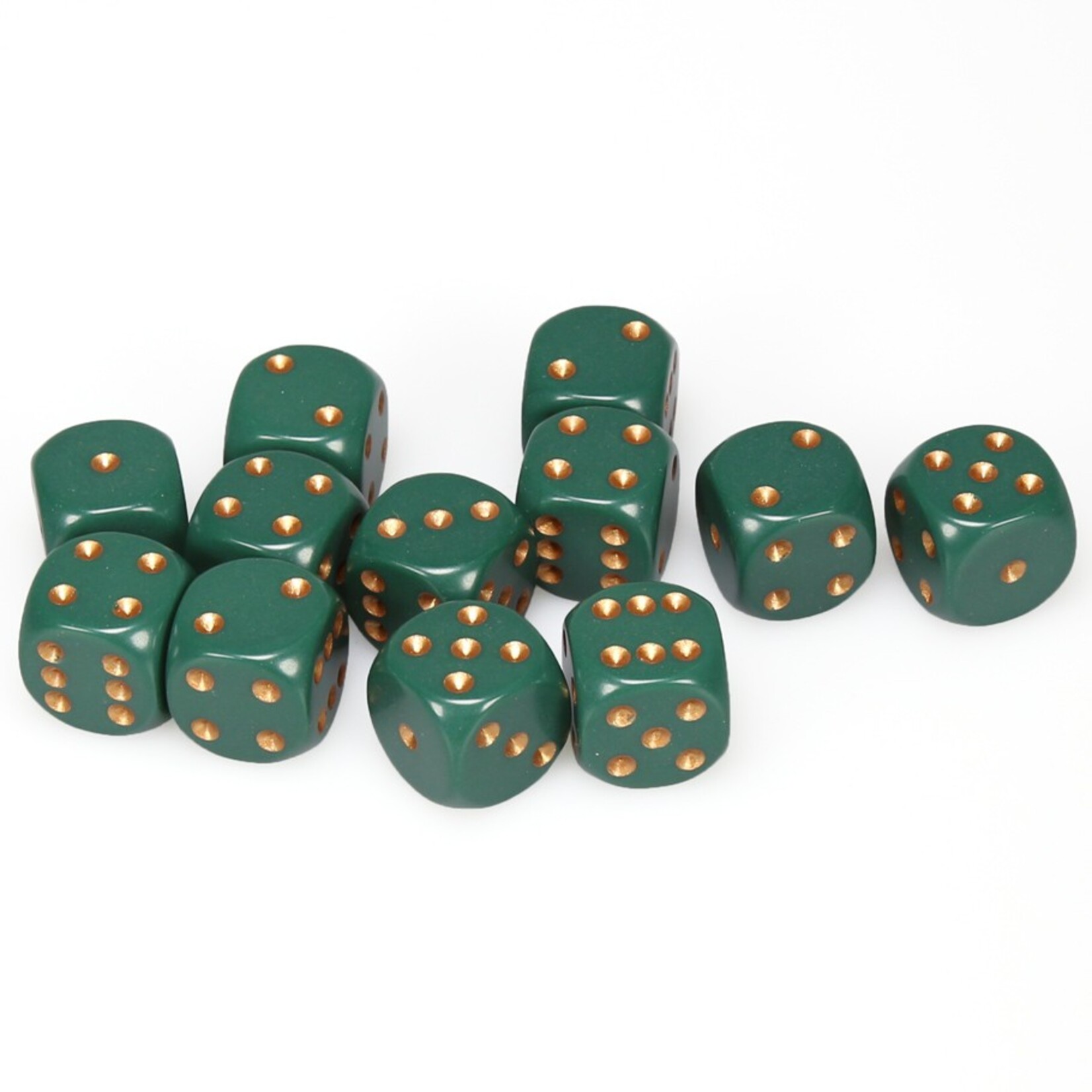 Chessex Chessex Opaque Dusty Green with Copper 16 mm d6 12 die set
