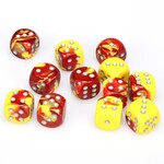 Chessex Chessex Gemini Red / Yellow with Silver 16 mm d6 12 die set