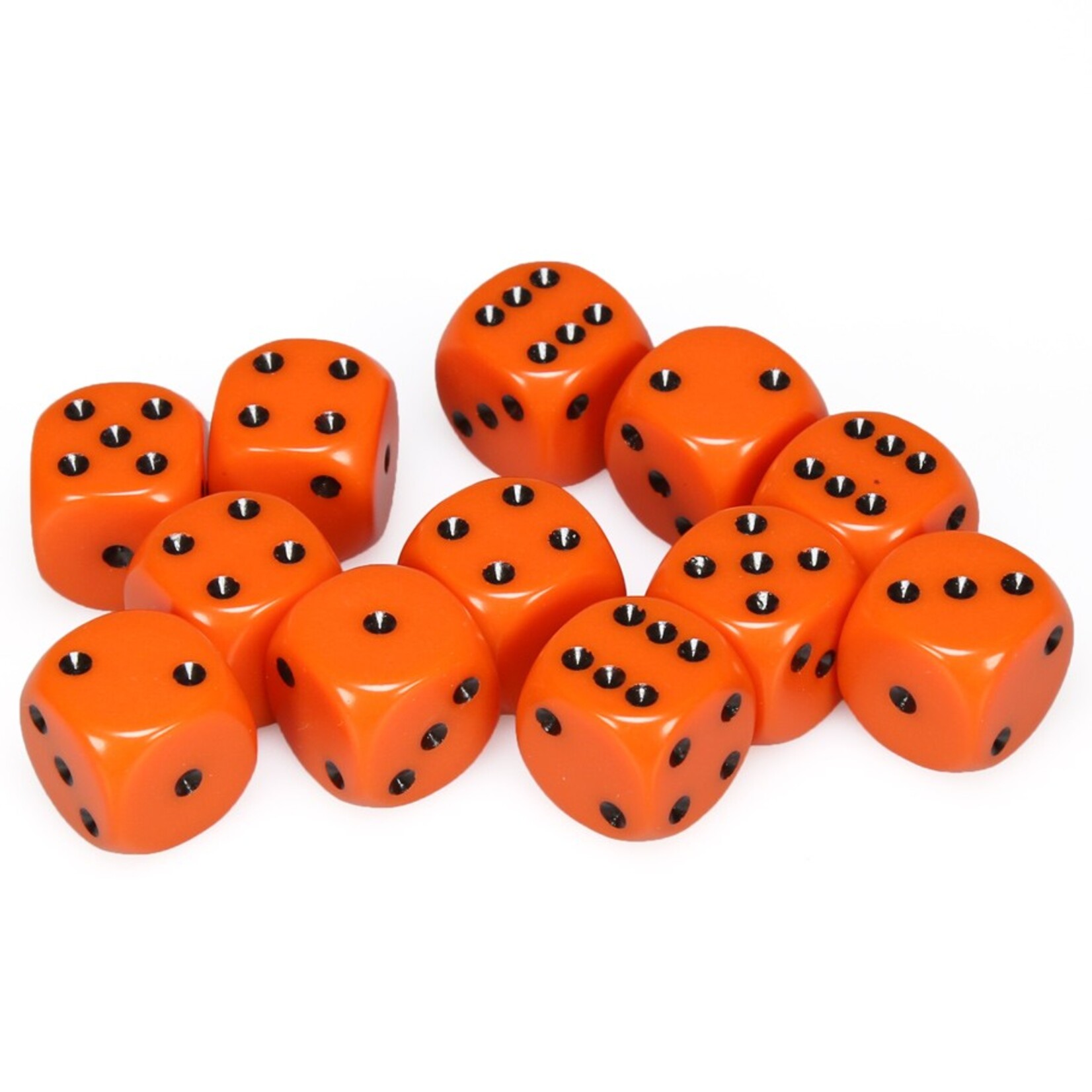 Chessex Chessex Opaque Orange with Black 16 mm d6 12 die set