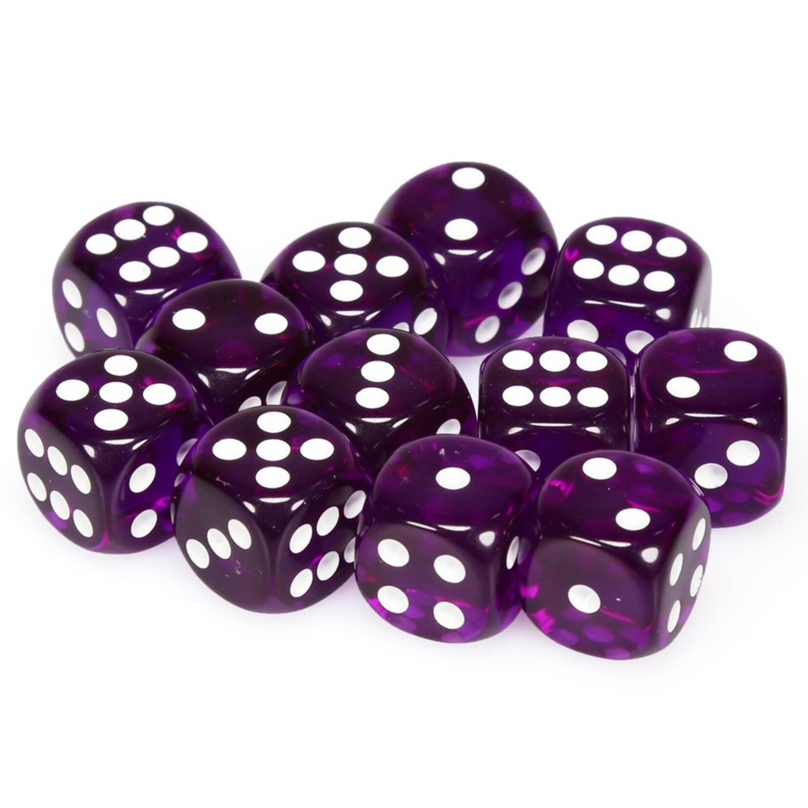 Chessex Chessex Translucent Purple with White 16 mm d6 12 die set
