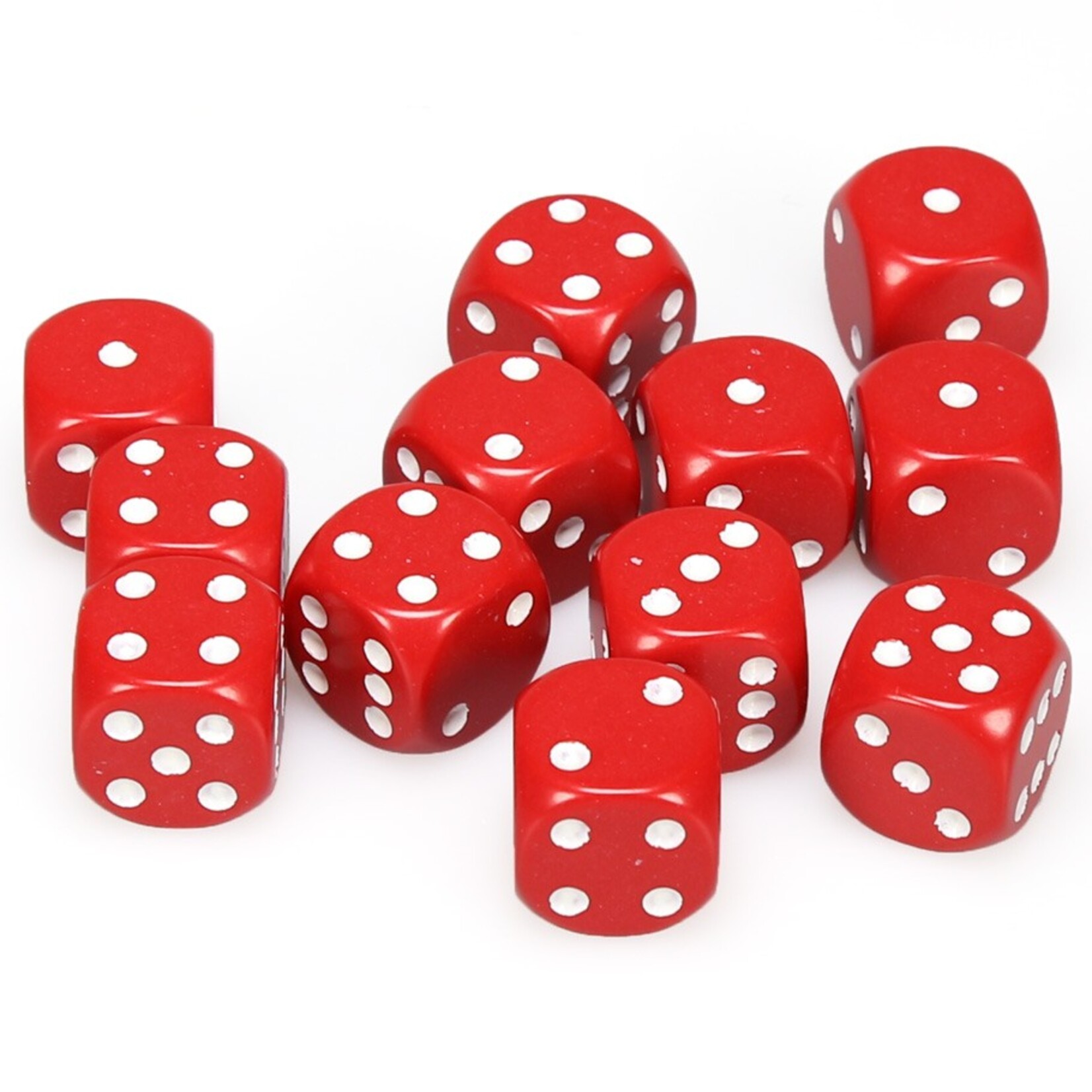 Chessex Chessex Opaque Red with White 16 mm d6 12 die set