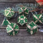 Foam Brain Games Quiver of Arrows Elvish Royal Arrow Silver Green Metal RPG dice 7 die set