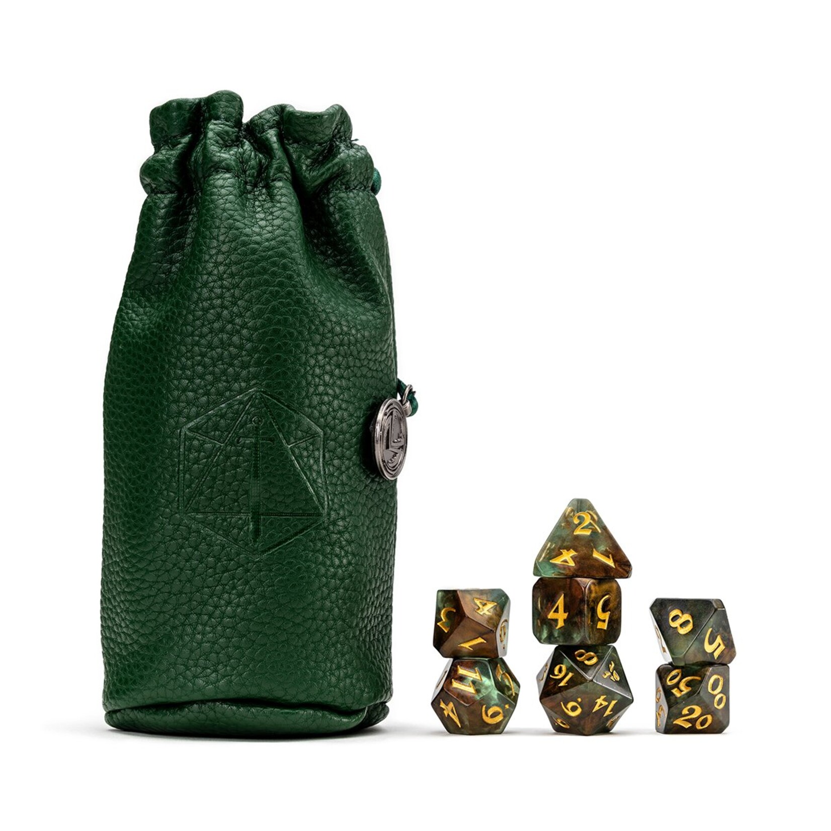 Darrington Press Guild Vox Machina Keyleth Green / Brown with Yellow Polyhedral 7 die set
